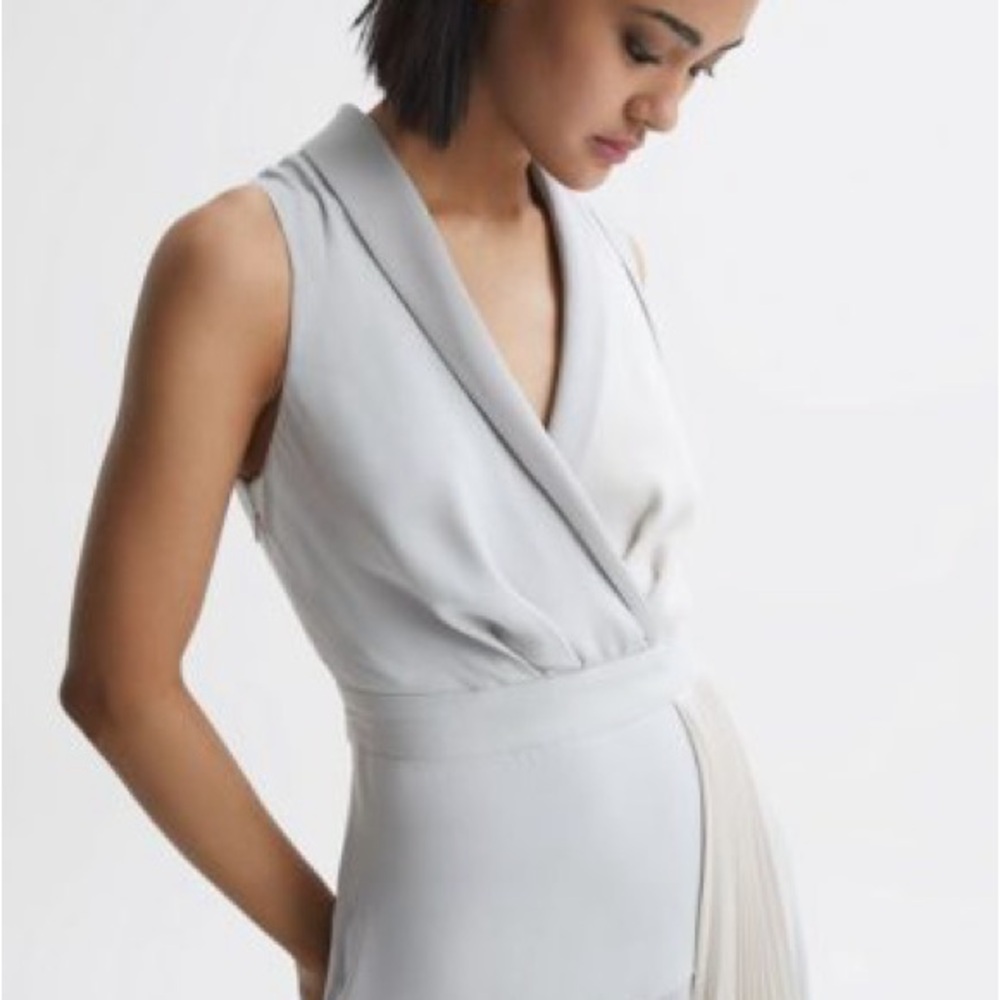 Reiss Lilac (2-tone) Claire Pleated Fitted Midi Dress - Picture 3 of 7